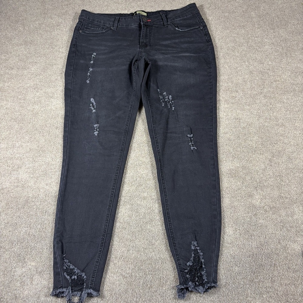 Suzanne Betro Denim Womens 10 NWT Black Distressed Straight Crop Jeans Stretch